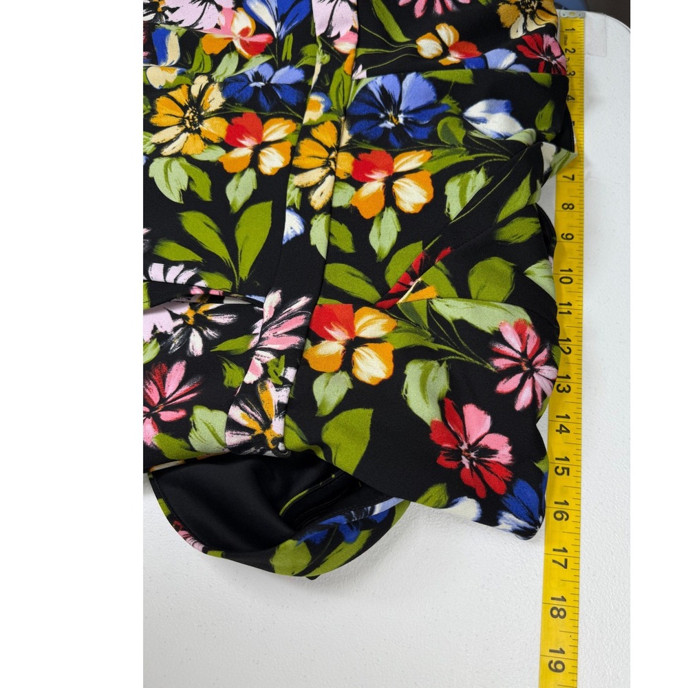 High Low Dress Womens 12 Floral V-Neck Black Multi Tropical Vacation Cruise - Picture 6 of 9